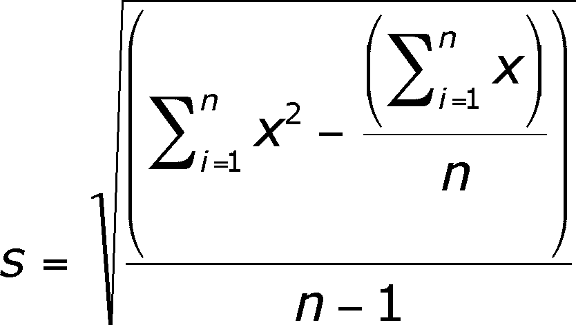 standard deviation formula. of the standard deviation